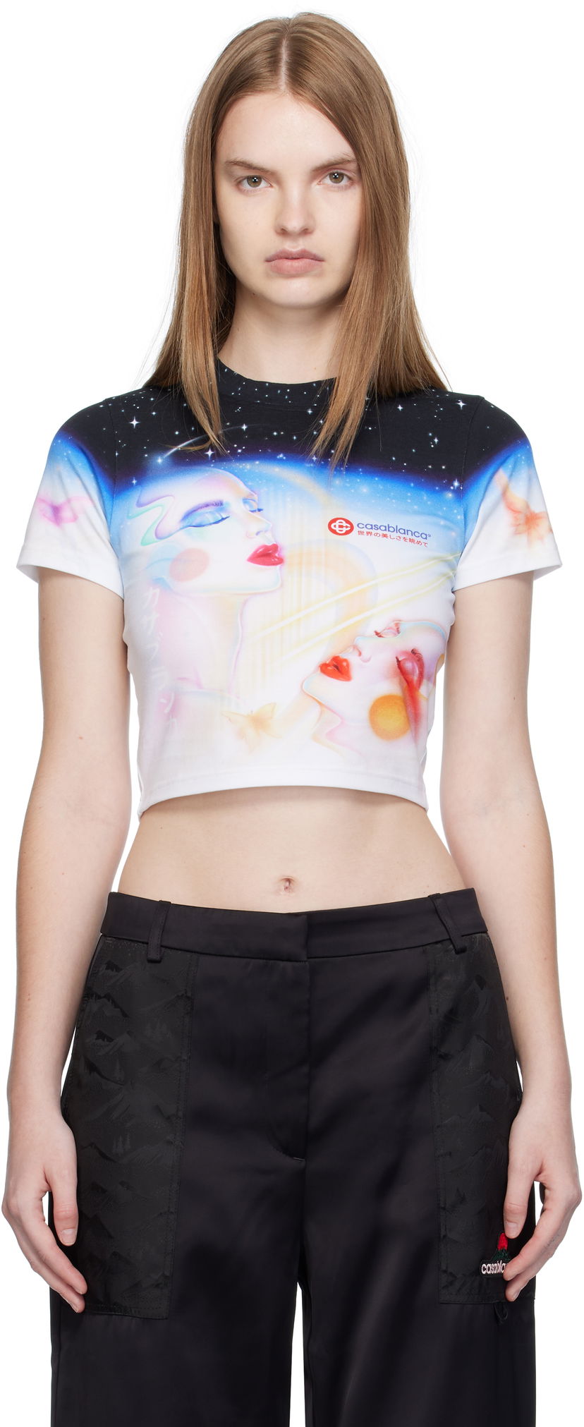 Crop top Casablanca Casablanca Galactic Connection Cropped T-Shirt Monivärinen | WPF25-JTS-009-01