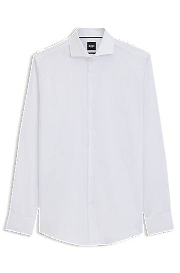 Paita BOSS Slim-fit shirt in wrinkle-resistant Oxford cotton Valkoinen | 50545820
