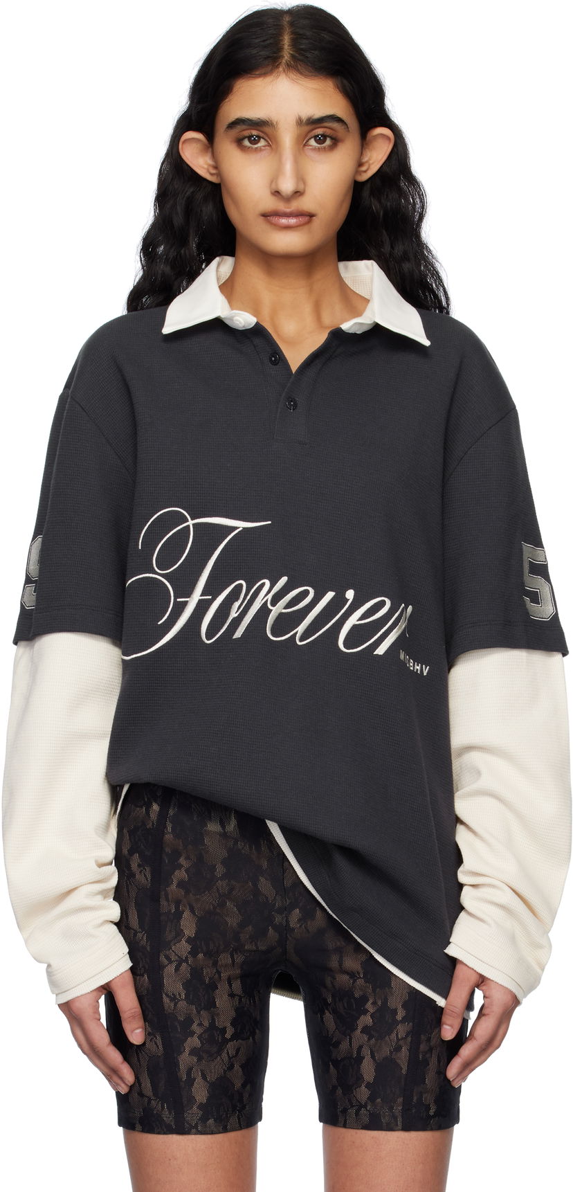 Poolopaita MISBHV MISBHV 'Forever' Double Layer Polo Musta | 250W152
