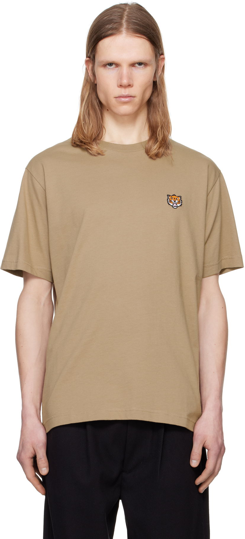 T-paita KENZO Kenzo Paris 'Happy Tiger' Embroidered T-Shirt Beige | FF55TS5274SG