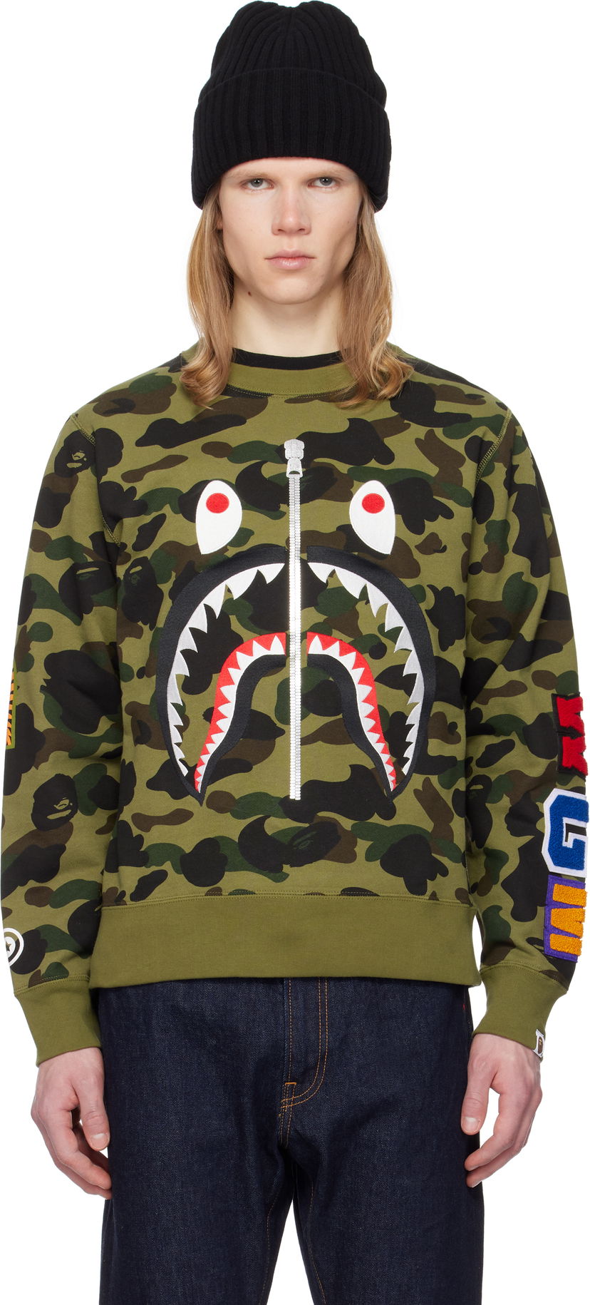 Huppari BAPE A Bathing Ape 1st Camo Shark Crewneck Sweatshirt Vihreä | 001SWK801010M
