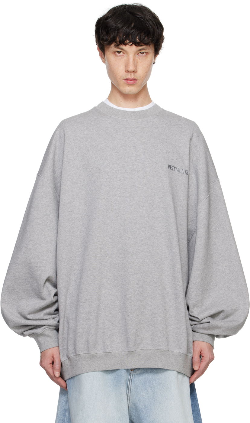 Huppari VETEMENTS Embroidered Logo Oversized Sweatshirt Harmaa | UA66CW640G