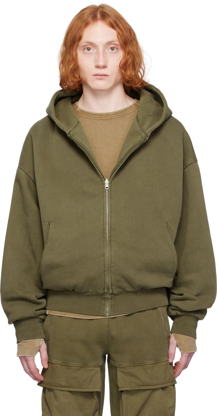 Huppari Entire Studios Entire Studios Thermal Zip-Up Hoodie Vihreä | ES2488MI