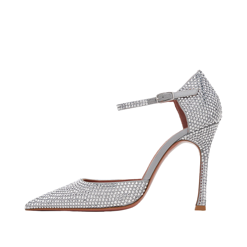 Tennarit ja kengät Amina Muaddi Crystal Embellished Slingback Pumps Harmaa | VITTORIA PUMP SR SATIN