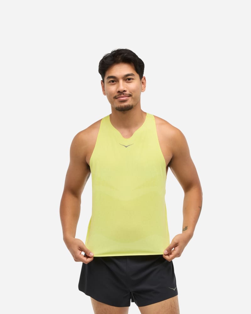 Tankkitoppi Hoka One One Race Day Singlet Keltainen | 1164154-HKCT