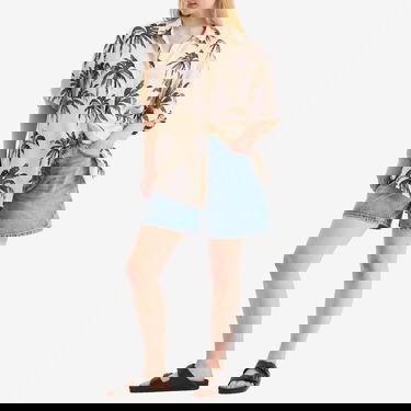 Paita Anine Bing Anine Bing Tristan Palm Shirt, Large Beige | A-07-11011-MTL68, 4