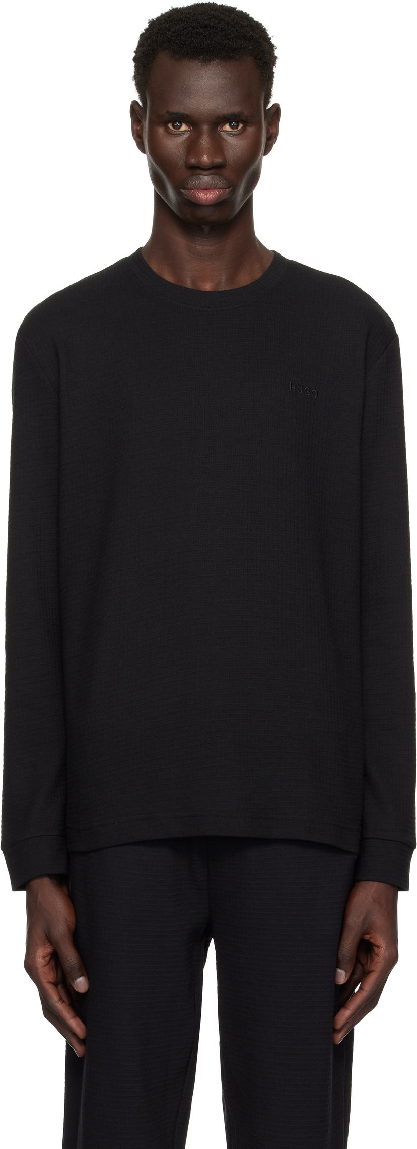 T-paita BOSS Hugo Embroidered Logo Long Sleeve T-Shirt Musta | 50532022