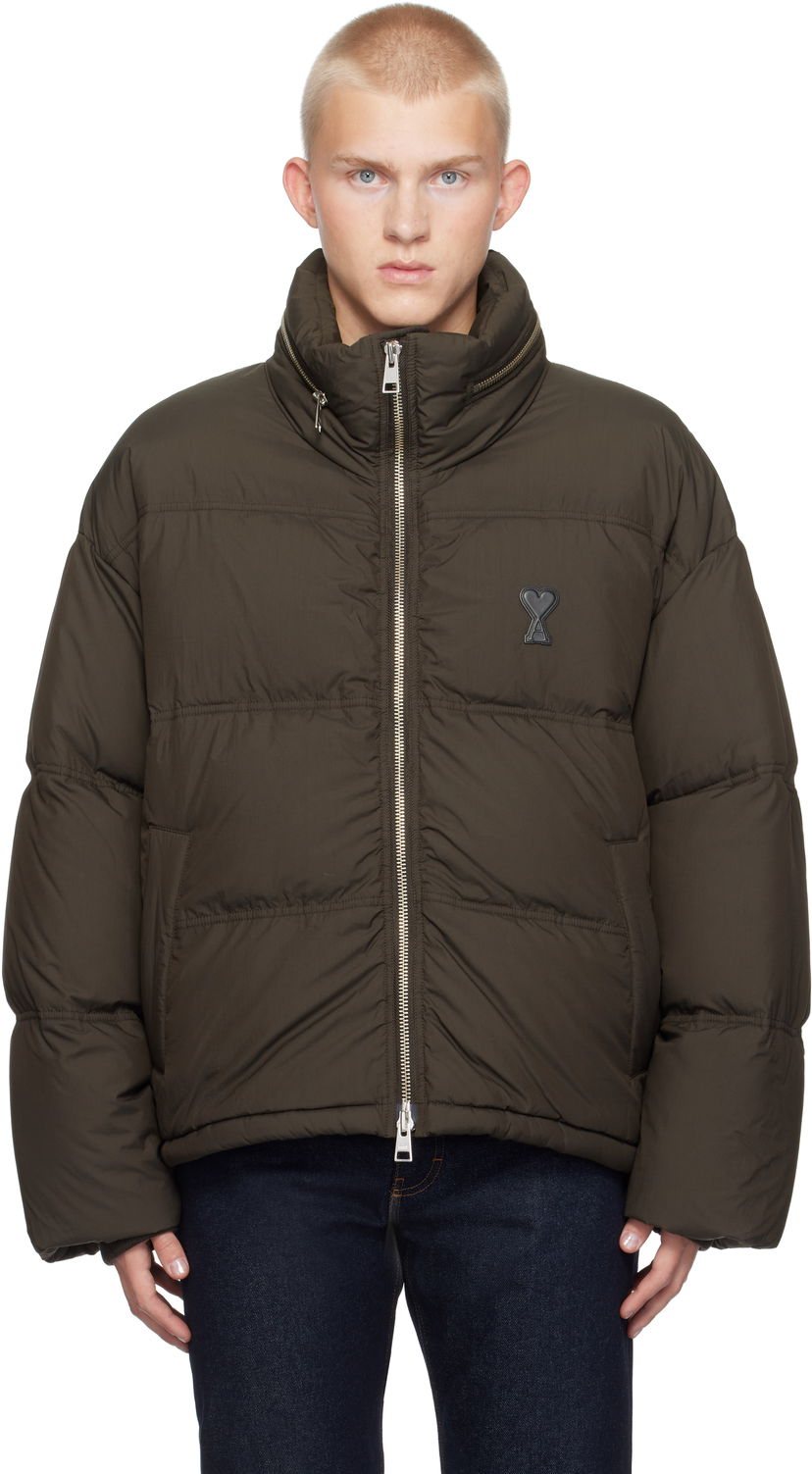 Puffer takki AMI Down Jacket Ruskea | HJK403.PA0009