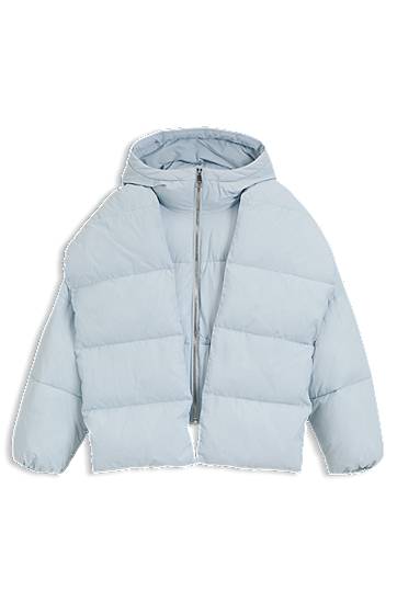 Puffer takki BOSS Water-repellent Padded Jacket with Detachable Sleeves and Scarf Sininen | 50548028