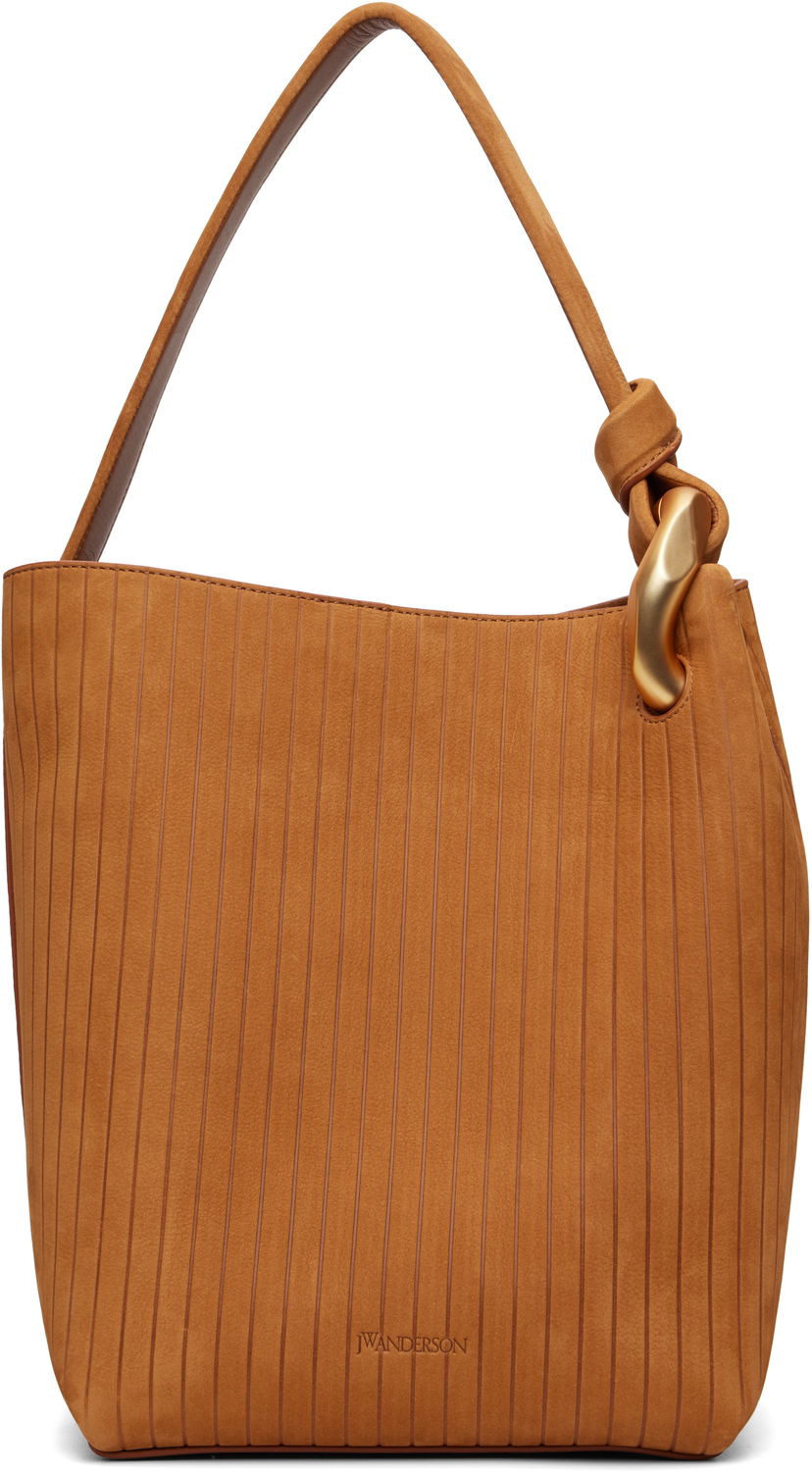 Kangaskassi JW Anderson 'The JWA Corner Bucket' Tote with Vertical Texture and Sculptural Hardware Ruskea | HB0737-LA0375