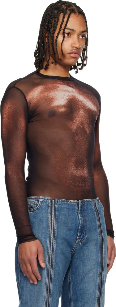 T-paita Jean Paul Gaultier 'The Bronze Body Dust' Sheer Mesh Long Sleeve Top Metallinen | 25/04-W-TO366-M010P-0060, 1