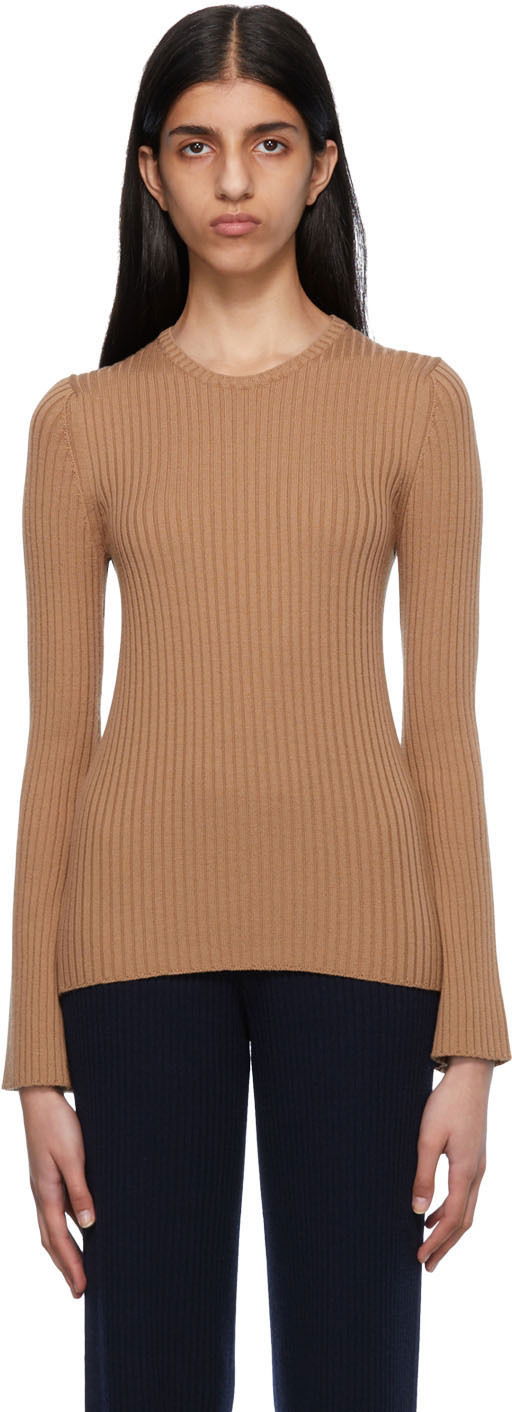 Villapaita CHLOÉ Ribbed Knit Sweater Ruskea | CHC22AMP30650