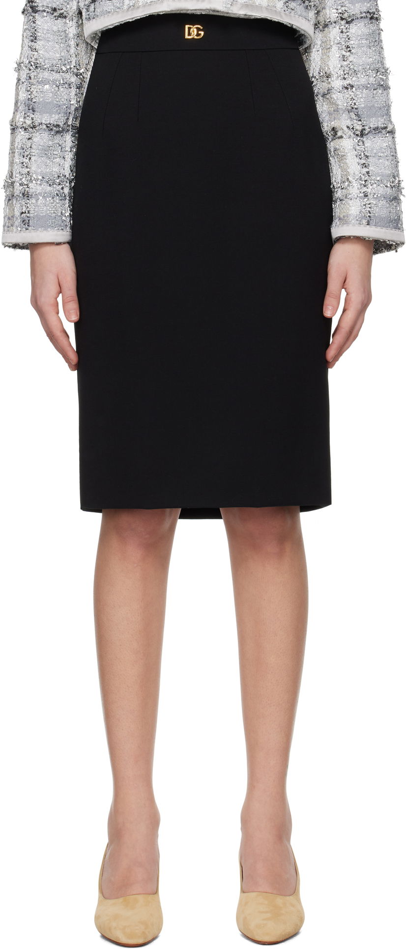 Hame Dolce & Gabbana Dolce&Gabbana Wool Pencil Midi Skirt Musta | F4C2CT GDCSX