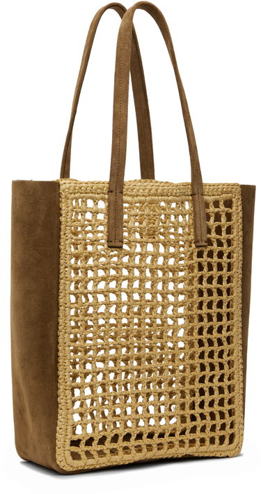 Kangaskassi Khaite KHAITE Small Zoe Raffia and Suede Tote Ruskea | H1039-724, 2