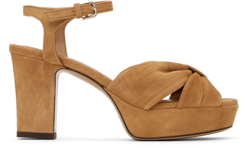 Asusteet Jimmy Choo Jimmy Choo Heloise 80 Suede Heeled Sandals Ruskea | HELOISE 80