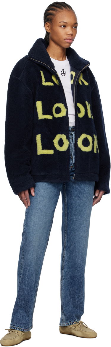 Bomber-takki JW Anderson JW Anderson 'Look Look Look' Fleece Zip-Up Jacket Tummansininen | JK0375-PG1711, 3