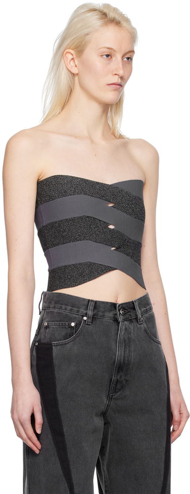 Tankkitoppi Dion Lee Reflective Interlocking Weave Bustier Top Harmaa | A7798PS24, 1