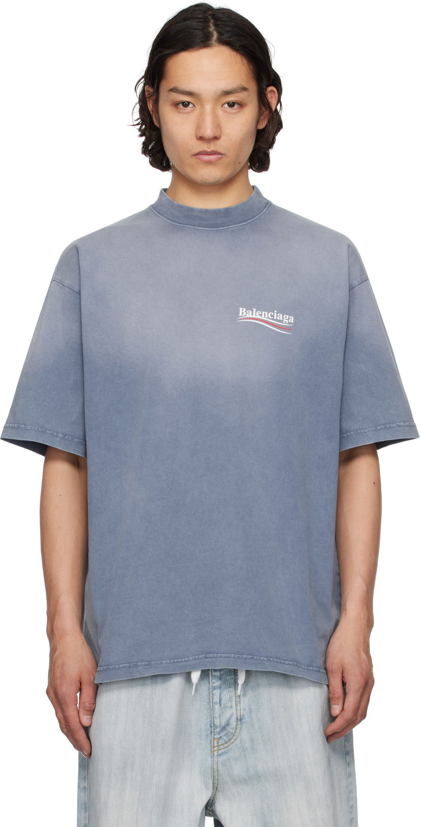 T-paita Balenciaga Balenciaga Political Campaign Medium Fit T-Shirt Sininen | 764235TIV52