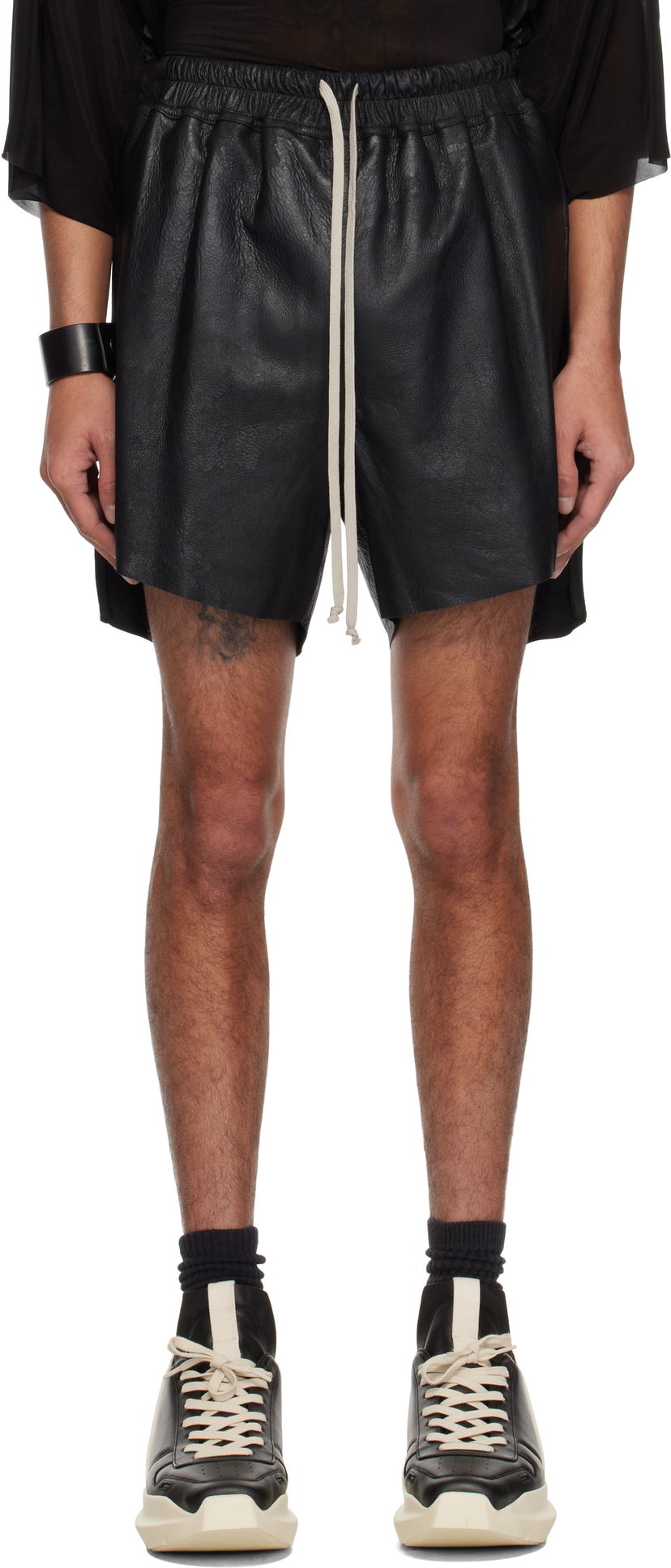Shortsit Rick Owens Rick Owens Hollywood Boxers Leather Shorts Musta | RR01E5306 LBA
