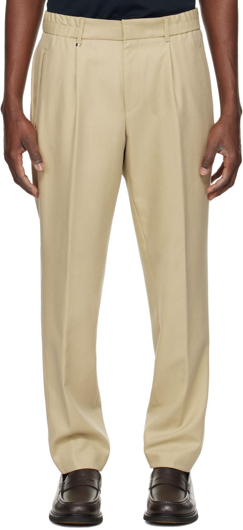 Housut BOSS BOSS Pleated Trousers Beige | 50534995