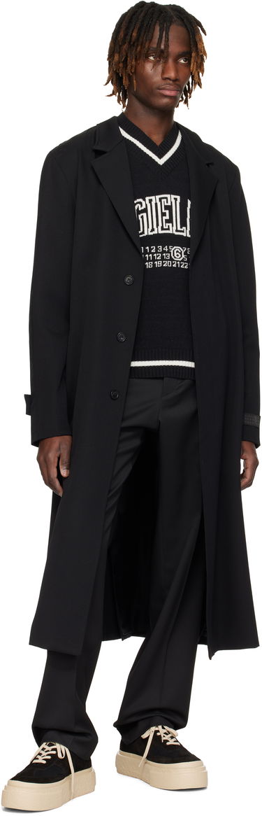 Villapaita Maison Margiela MM6 Maison Margiela V-Neck Varsity Sweater Musta | SH0HN0002 M13085, 3