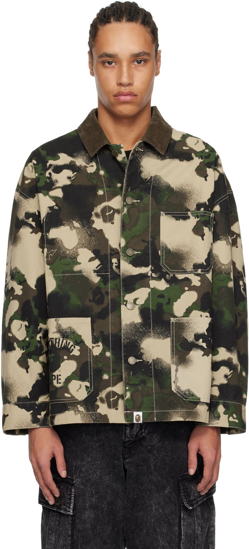 Takki BAPE A Bathing Ape Map Camo Work Jacket Vihreä | 001LJL301001M