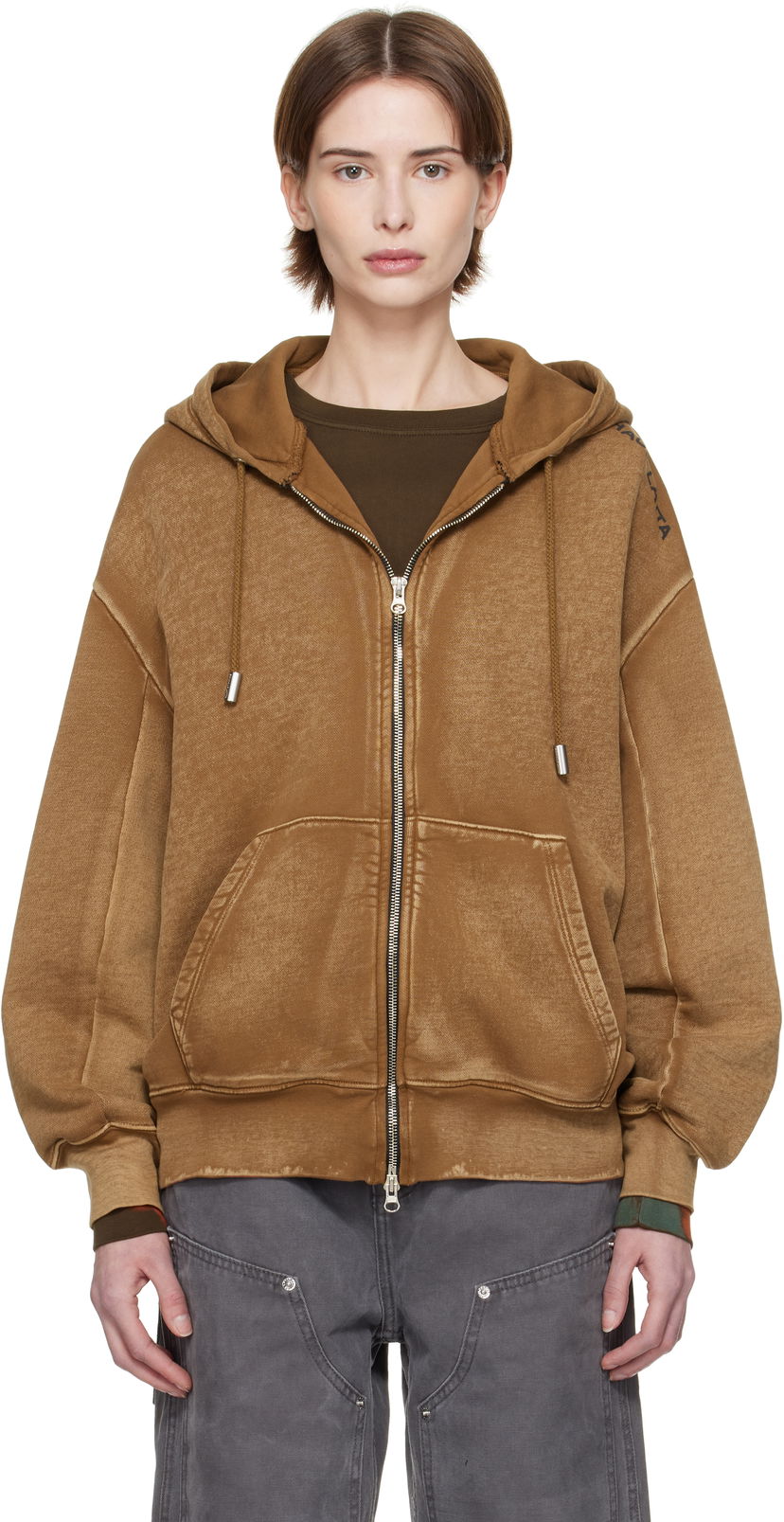 Huppari Eckhaus Latta Eckhaus Latta Zip Hoodie Ruskea | 1103-EL-PS25-B -