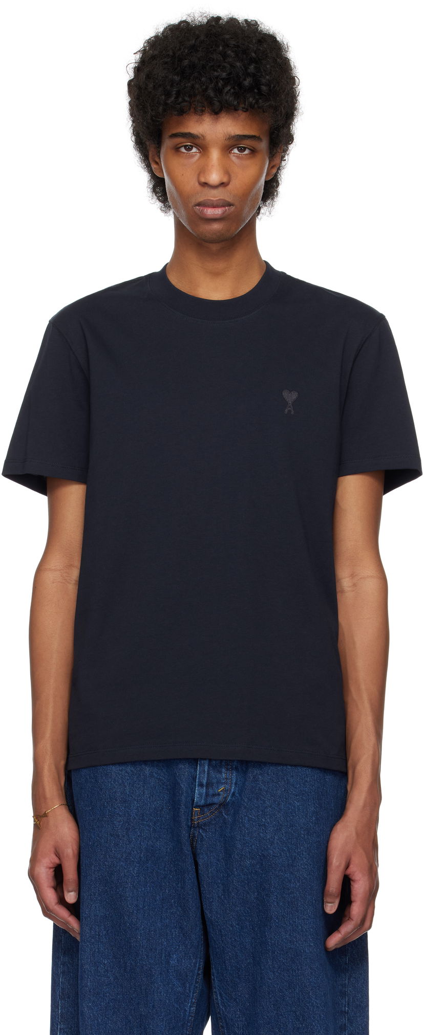 T-paita AMI AMI Paris Ami de Coeur Cotton T-Shirt Tummansininen | BFUTS003.724