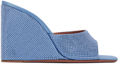 Asusteet Amina Muaddi Amina Muaddi Lupita Crystal Wedge Sandals Sininen | LUPITA CRYSTAL WEDGE SATIN, 0