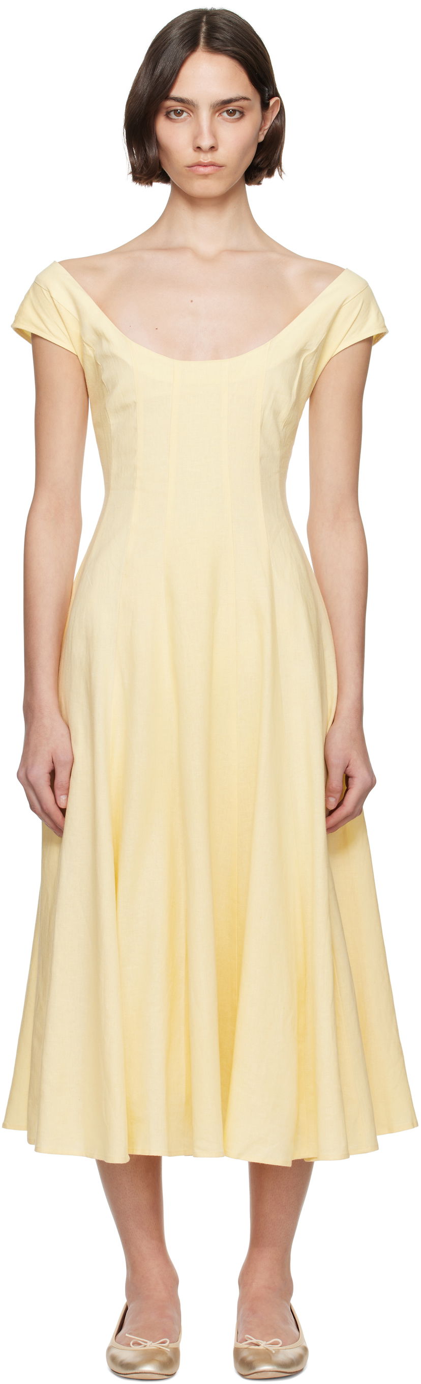 Mekko GUIZIO Guizio Leila Midi Dress Keltainen | S25404W085