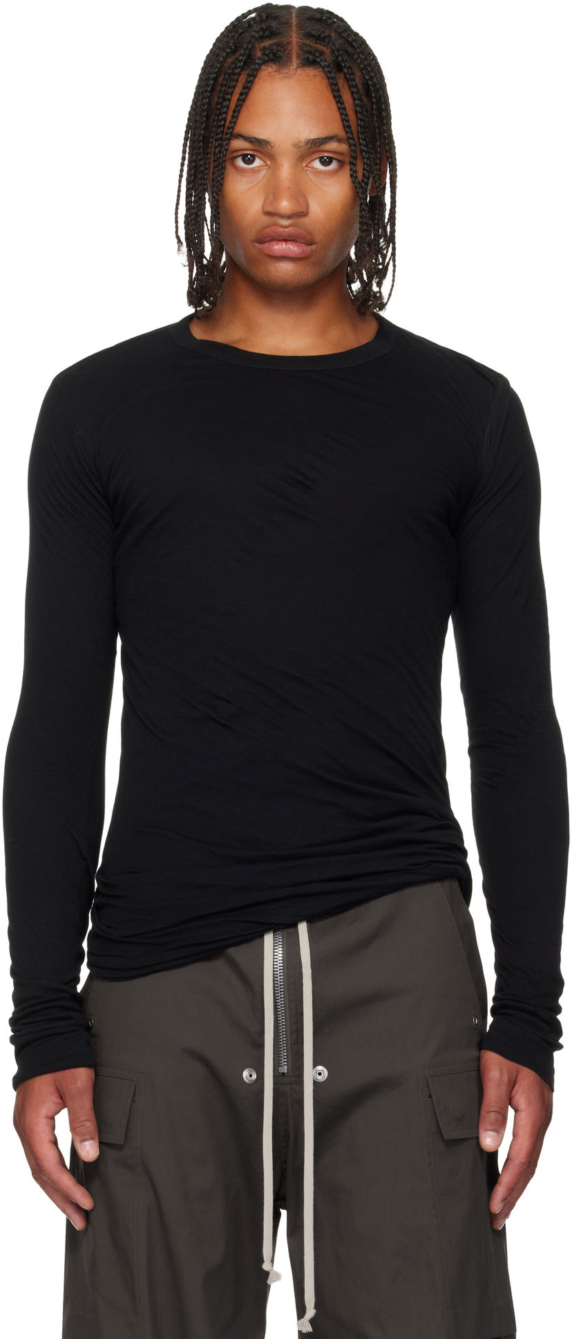 T-paita Rick Owens Rick Owens Concordians Double Long Sleeve T-Shirt Musta | RU02E1257 UCDB