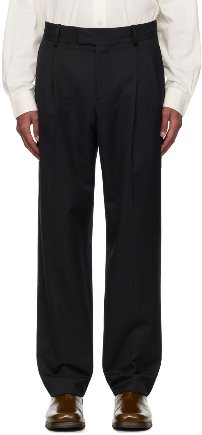 Housut Drôle de Monsieur Drole de Monsieur Le Pantalon Golfeur Pleated Trousers Musta | PERM-BP165-PL127-BL