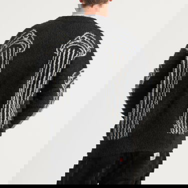 Villapaita Aries Oversized Chenille Column Knit Cardigan, Size Large Musta | AR20040-BLK, 3