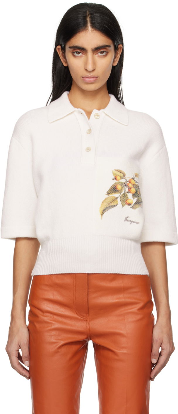 Poolopaita FERRAGAMO Floral Polo Shirt Valkoinen | 112661 - 771155