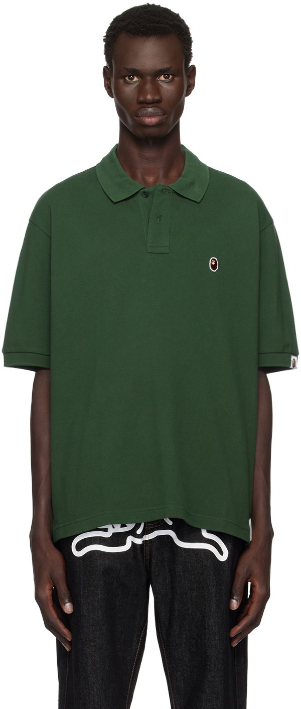 Poolopaita BAPE Ape Head One Point Relaxed Fit Polo Vihreä | 001POK801301M