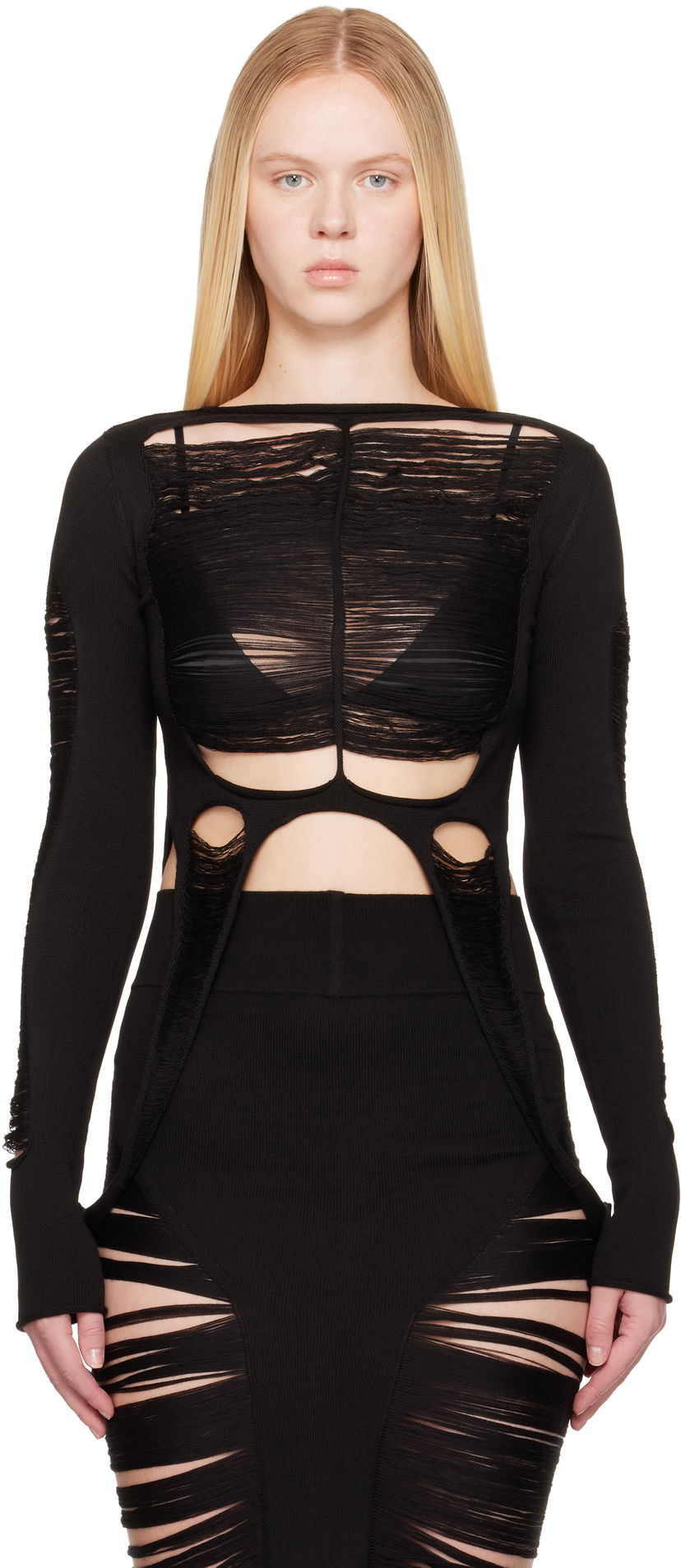 T-paita Rick Owens Rick Owens Hollywood Anja Long Sleeve T-Shirt Musta | RO01E7616 KGRIDM
