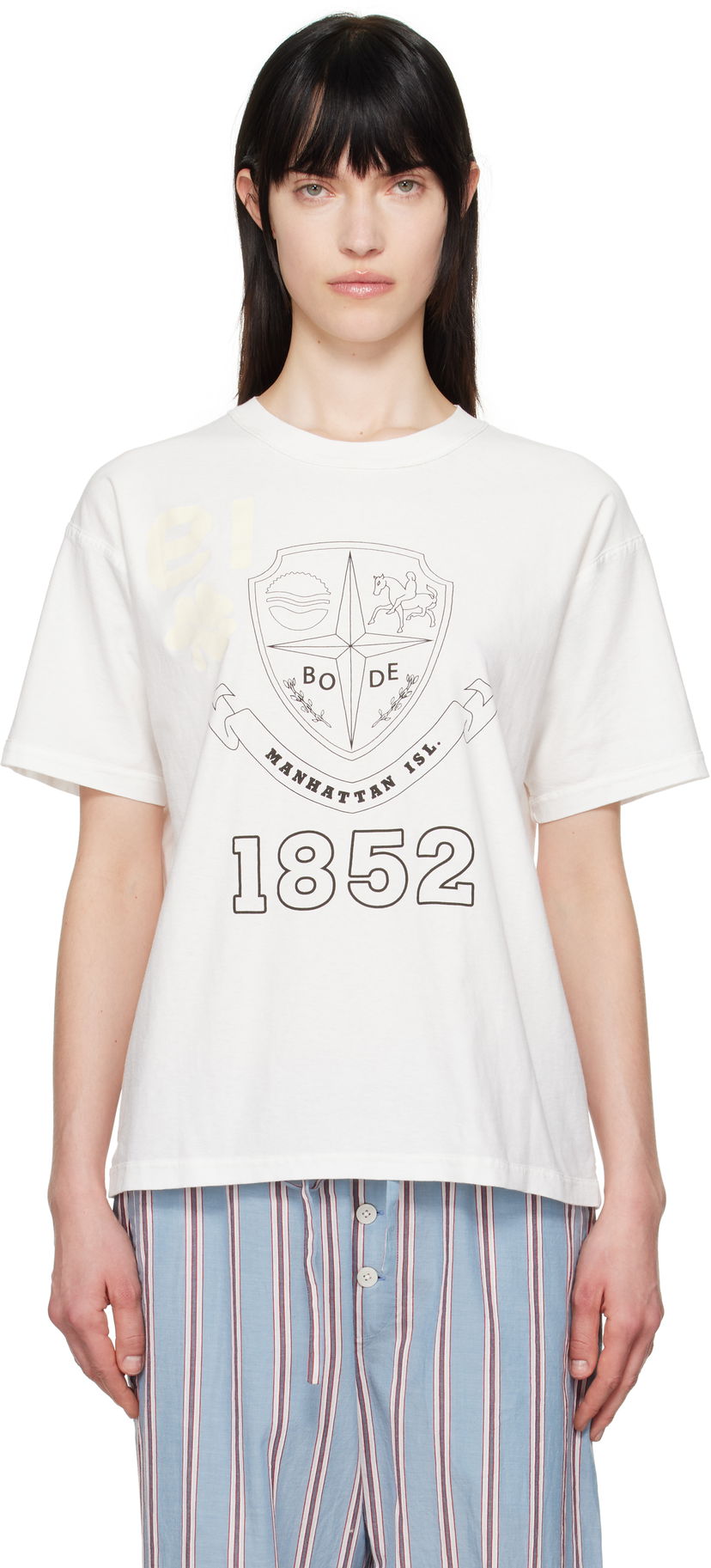 T-paita Bode Bode Crest Reversible T-Shirt Valkoinen | MRS25CS059