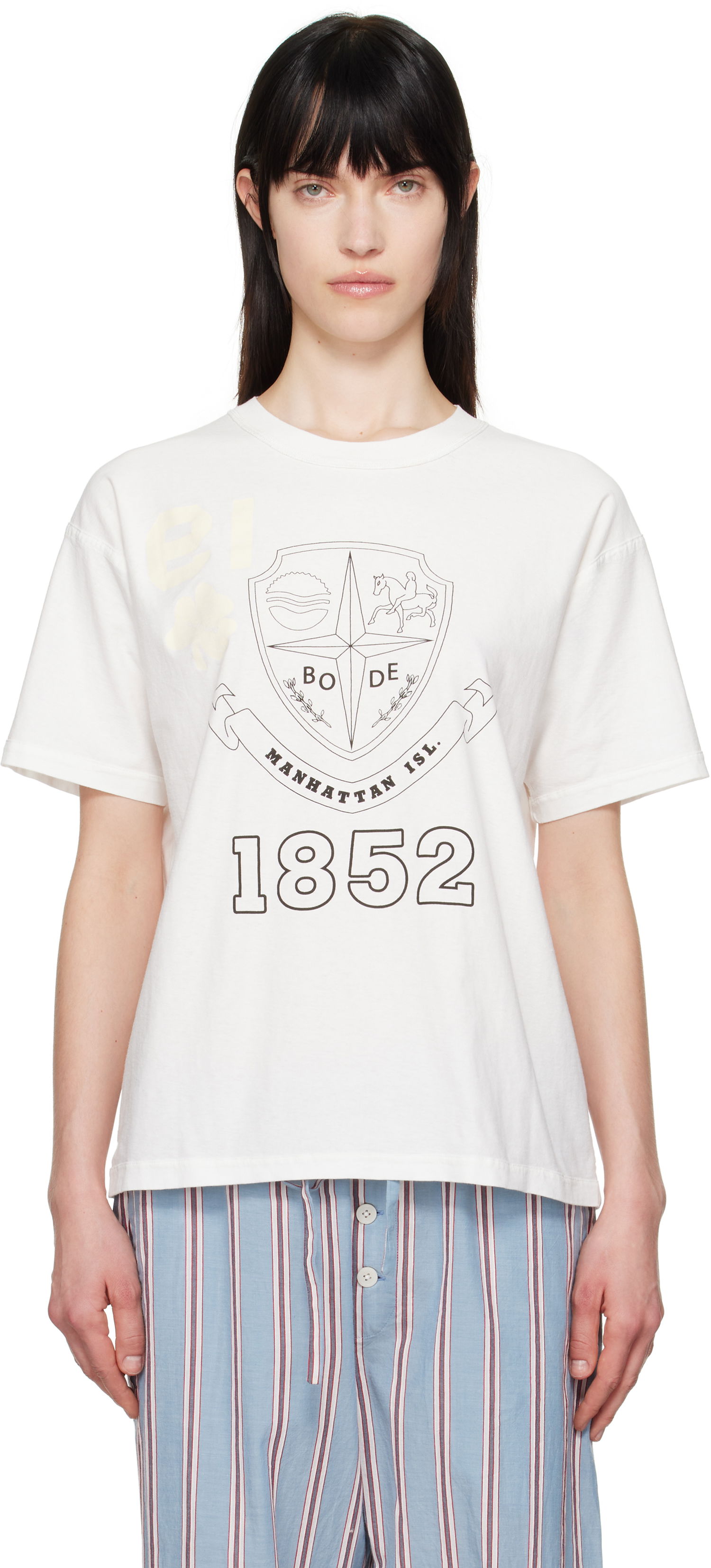 T-paita Bode Bode Crest Reversible T-Shirt Valkoinen | MRS25CS059, 0