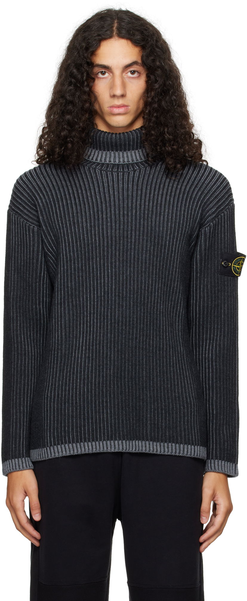 Villapaita Stone Island Ribbed Turtleneck Harmaa | 8115551C1