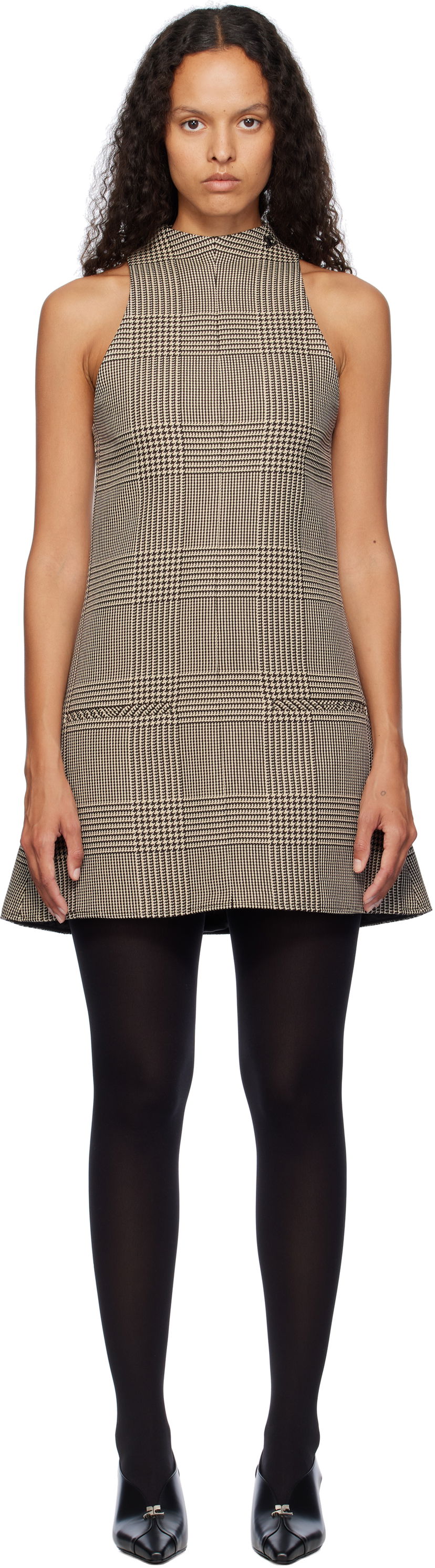 Mekko Courrèges Sleeveless Prince Of Wales A-Line Mini Dress Musta | 324CRO456PL0165