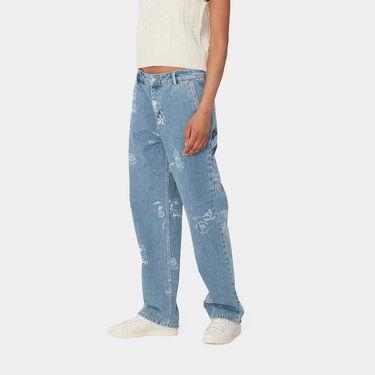 Jeans Carhartt WIP Stamp Print Bleached Denim Pants Sininen | I033742_9, 3