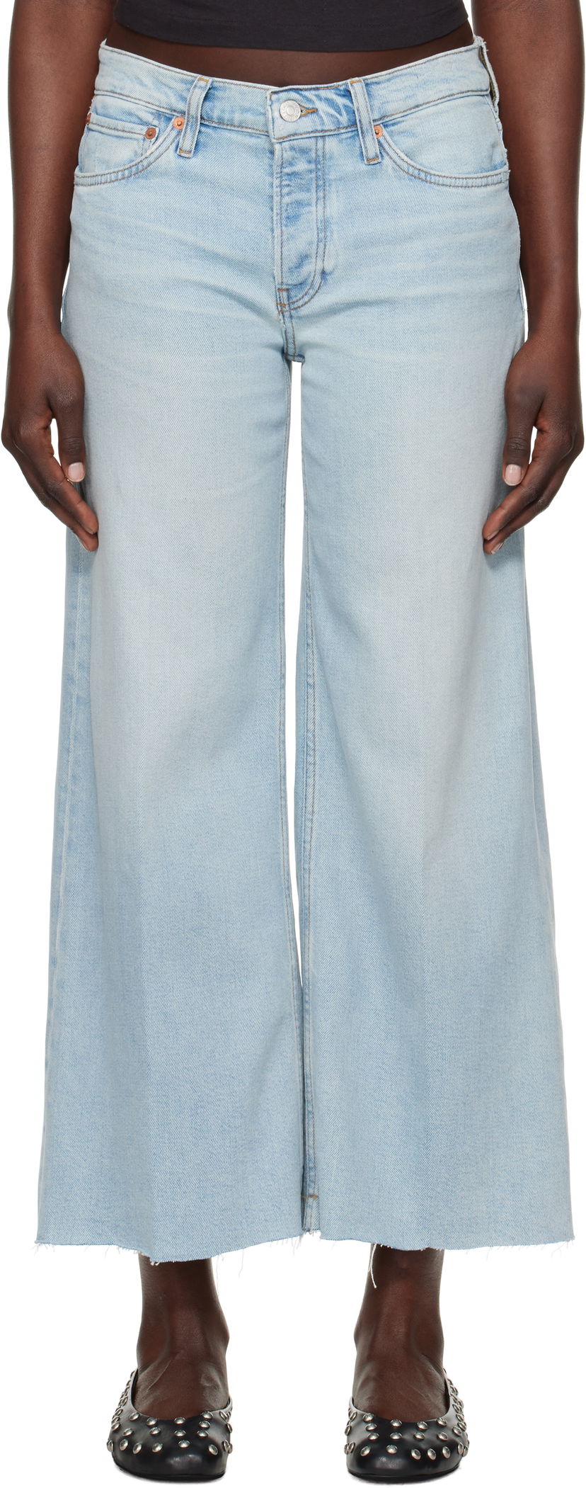 Jeans RE/DONE Re/Done Comfort Stretch Mid Rise Wide Leg Crop Jeans Sininen | 190-03WMRWDLC