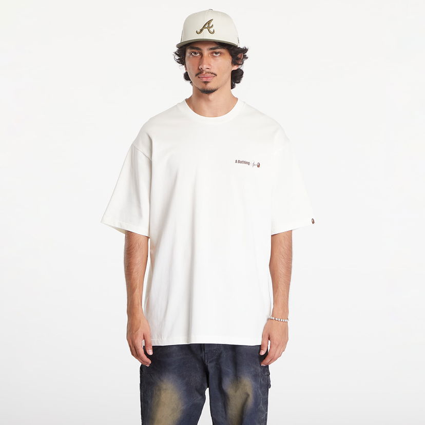 T-paita BAPE A BATHING APE Water Print Logo Relaxed Fit Short Sleeve Tee Ivory Valkoinen | 001TEK801301M IVY