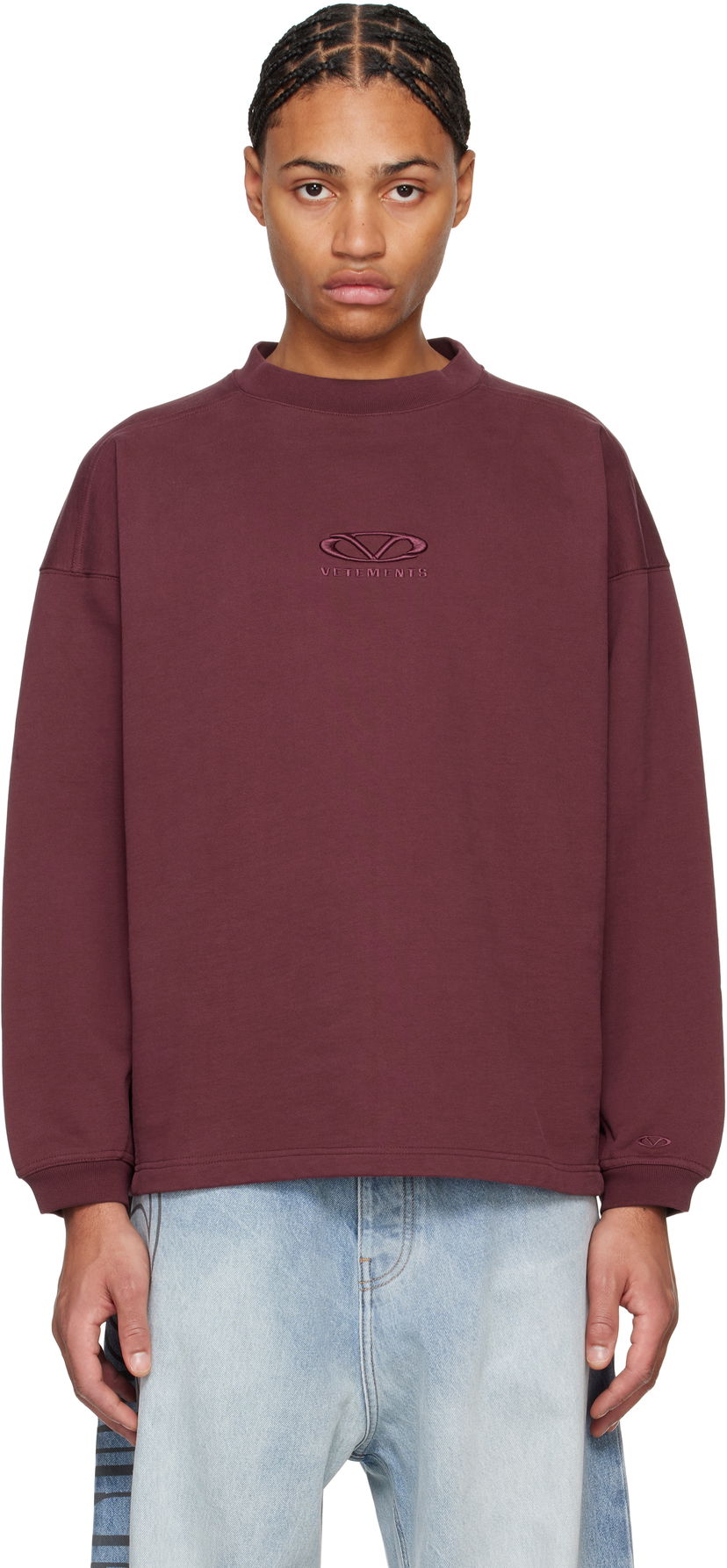 Huppari VETEMENTS Oval Logo Cropped Boxy Sweatshirt Burgundia | UA66CW600R