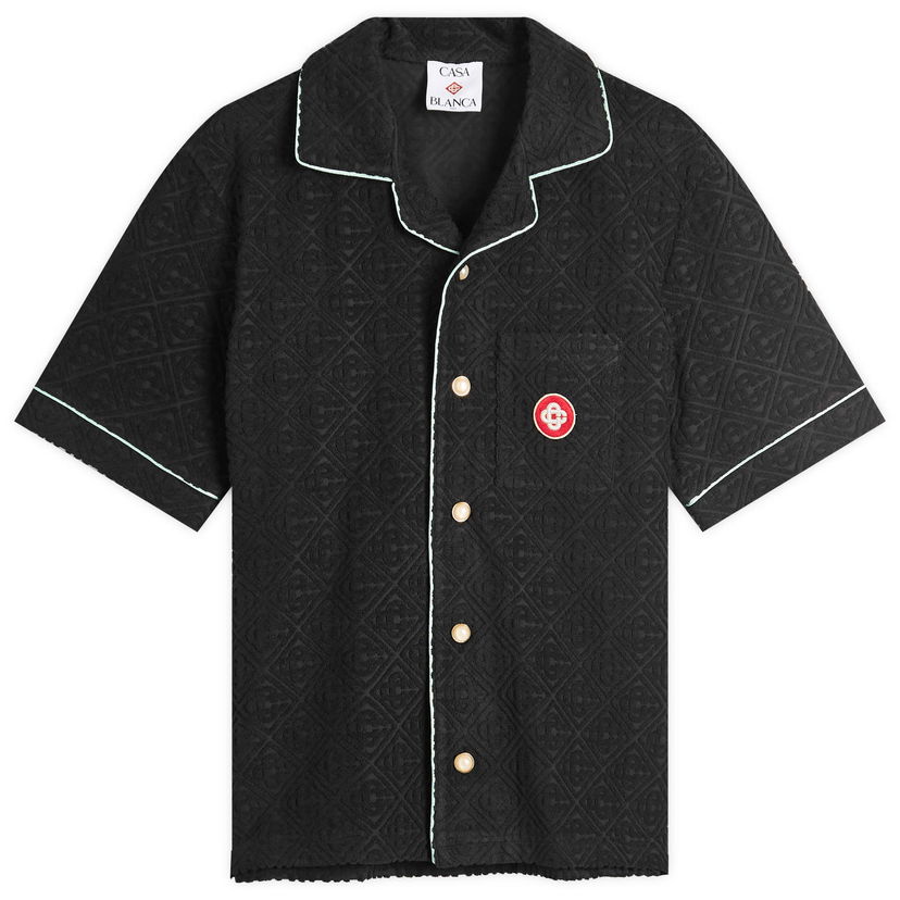 Paita Casablanca Casablanca Towelling Monogram Shirt, Size Large Musta | MPF25-SH-085-02