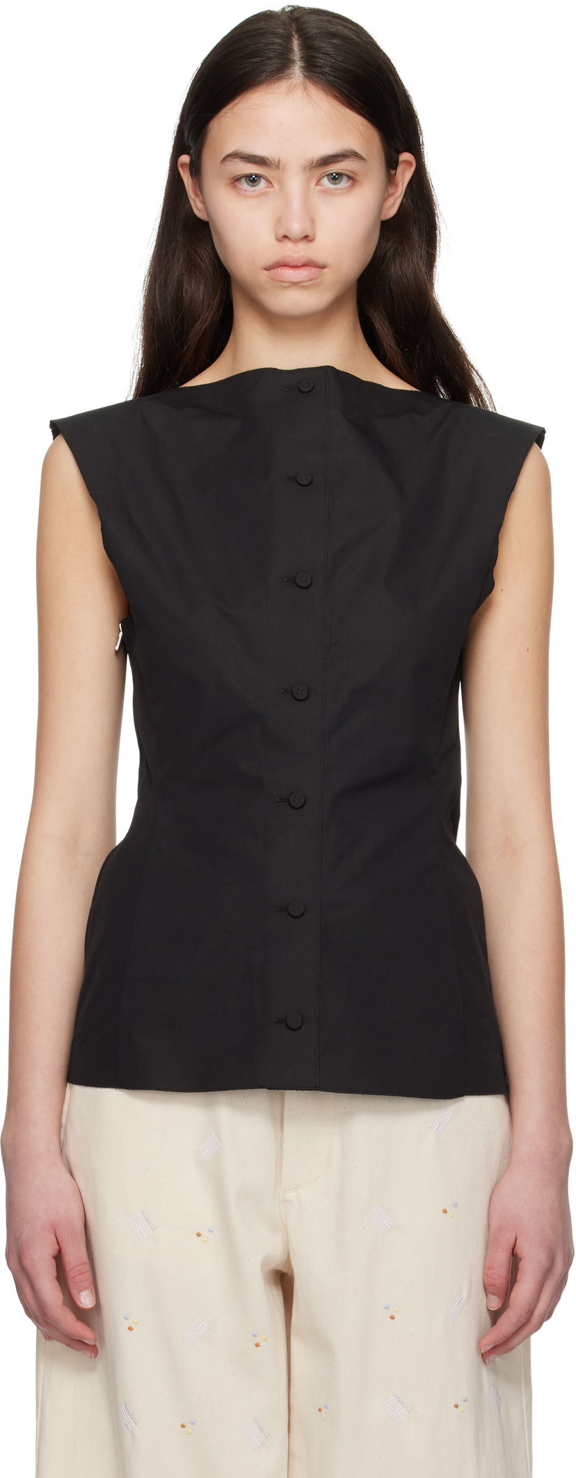 Tankkitoppi Marni Marni Compact Cotton Poplin Top Musta | TTMA0393S0 TCY65