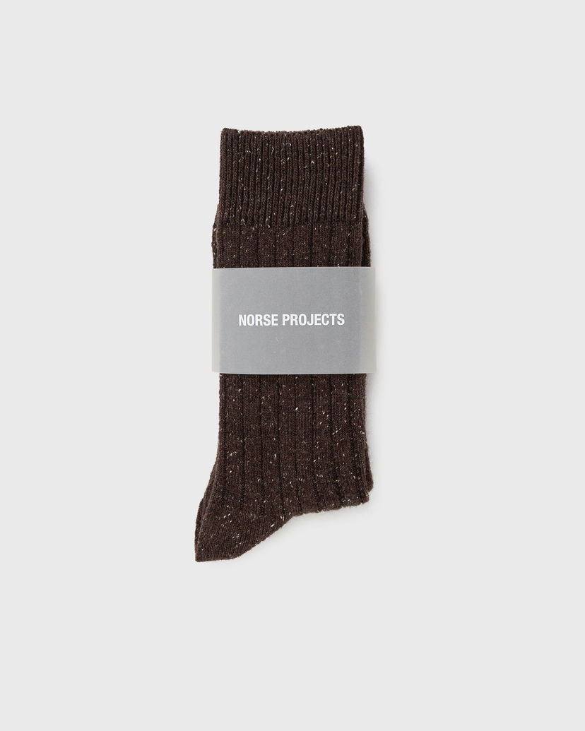 Sukat NORSE PROJECTS Bjarki Neps Wool Rib Sock Ruskea | N82-0008-9024