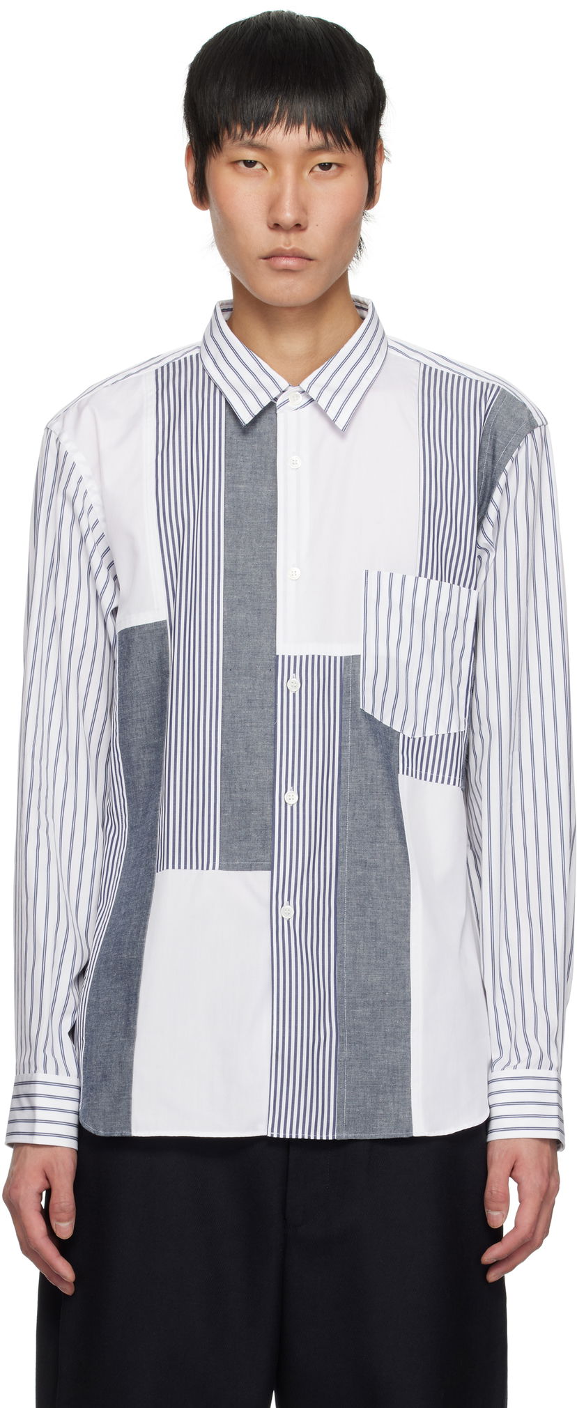 Paita Comme des Garçons Comme des Garçons Homme Deux Patchwork Striped Shirt Valkoinen | DO-B029-051