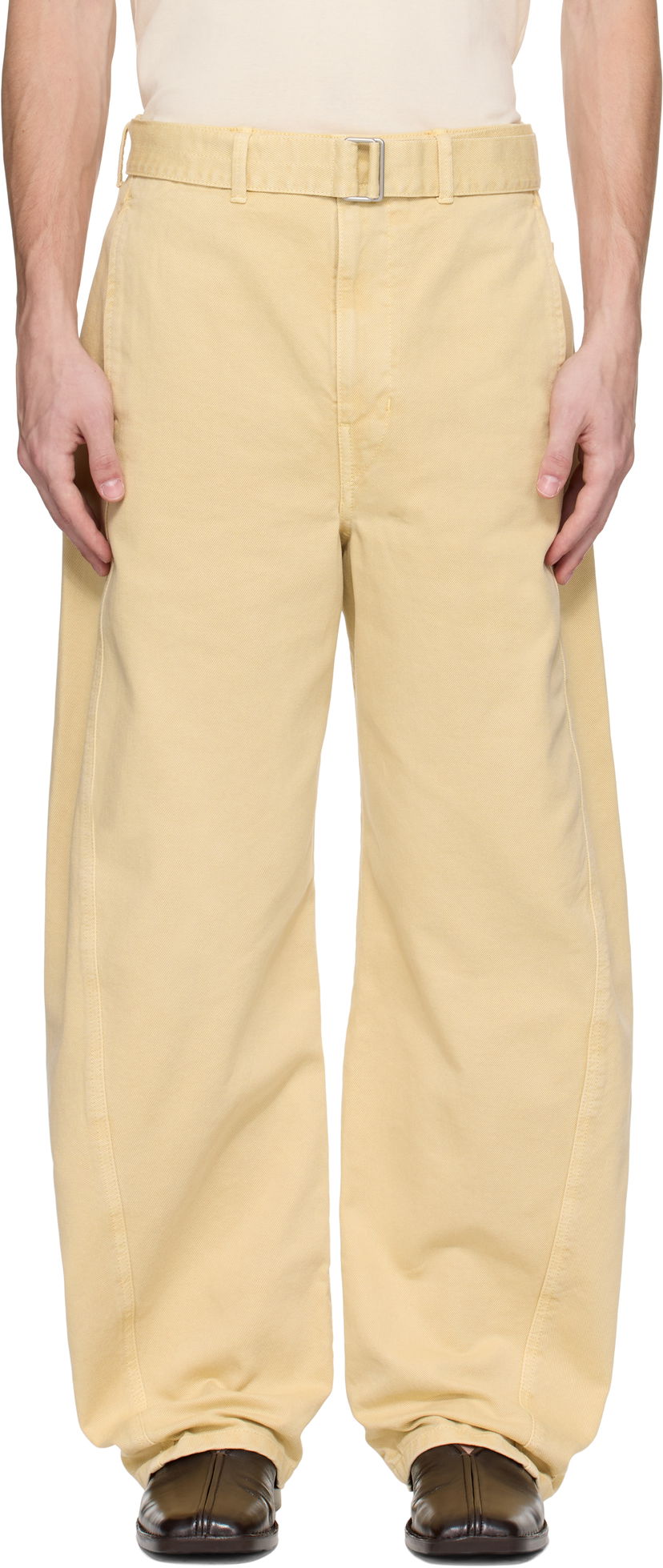 Housut LEMAIRE Lemaire Twisted Belted Trousers Keltainen | PA326 LD1045