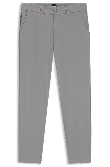 Housut BOSS Slim-Fit Cotton-Blend Twill Trousers Harmaa | 50543945